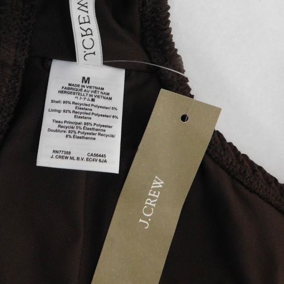 NWT!! J. CREW Claudia O-Ring Scrunchie Bikini Top Inky Espresso Brown Swimwear M - Picture 10 of 13